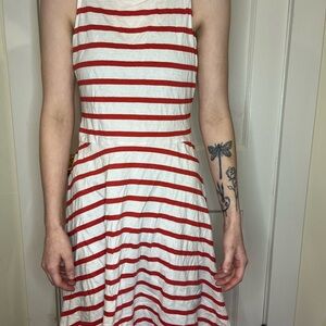 Old Navy Red and White Striped Midi Dress